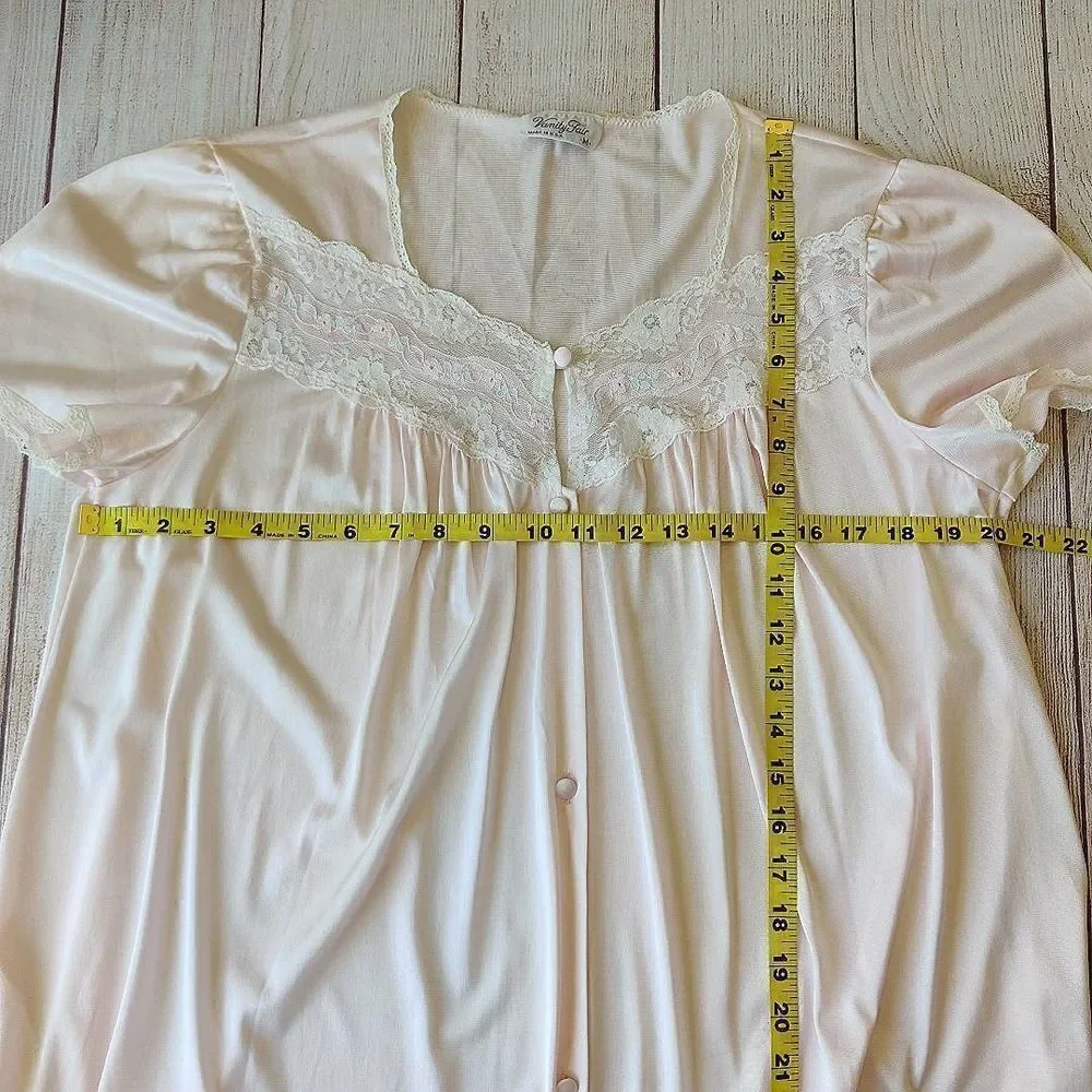 Vintage Vanity Fair short sleeve button front nightgown housecoat M